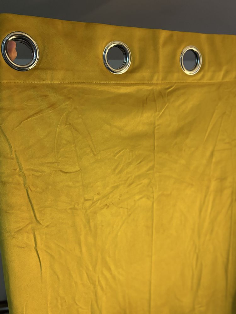 Zasłony musztardowe welur wys.150cm