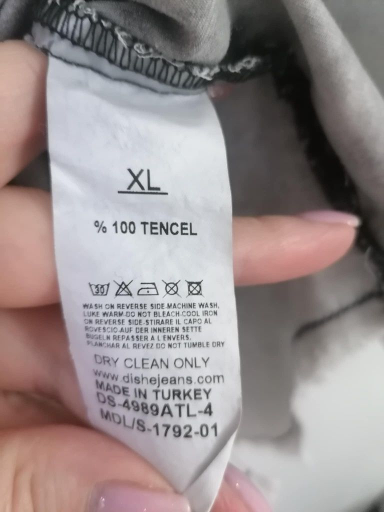 DISHE Dshe koszula jeans szara z kamieniami krysztalami tencel