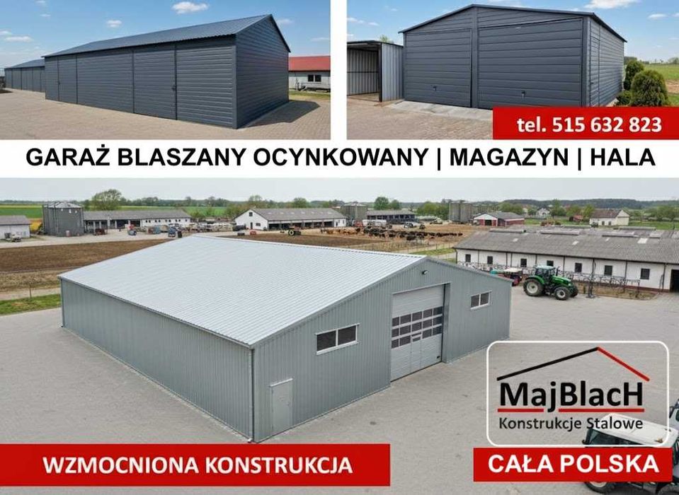 Ocynkowany Garaż Blaszany Dwuspadowy | RAL | Drewnopodobny – Maj-Blach