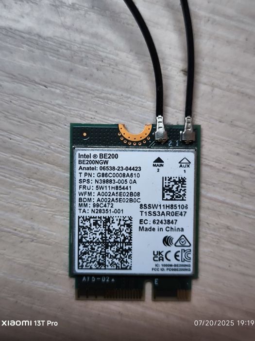 Антени 12дБ + Intel Wi-Fi 7 BE200 M.2 802.11be Bluetooth 5.4