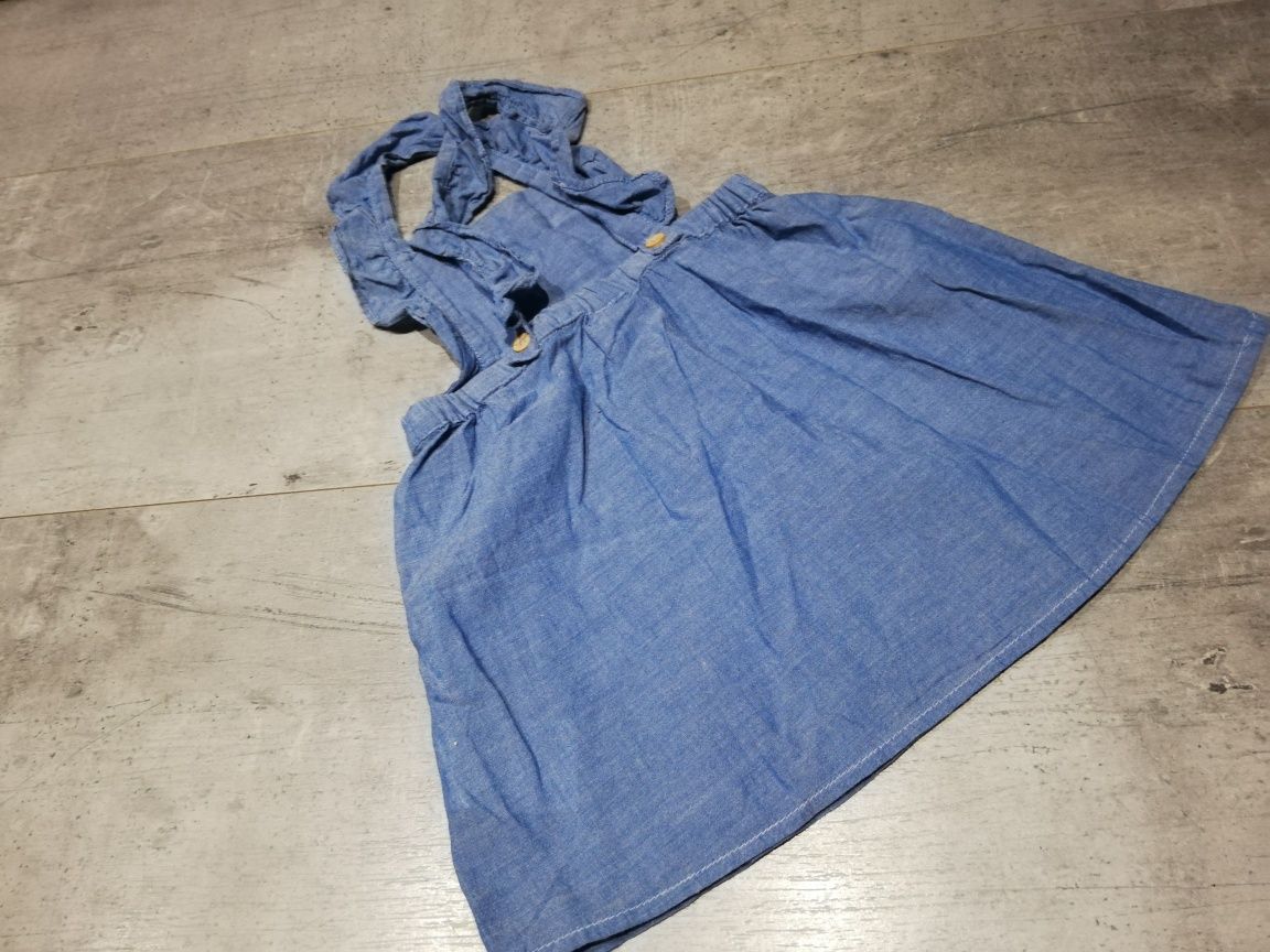 Jeansowy fartuszek rozmiar 74 H&M spódnica na szelkach