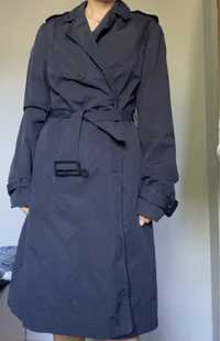 Granatowy długi płaszcz prochowiec TopSecret