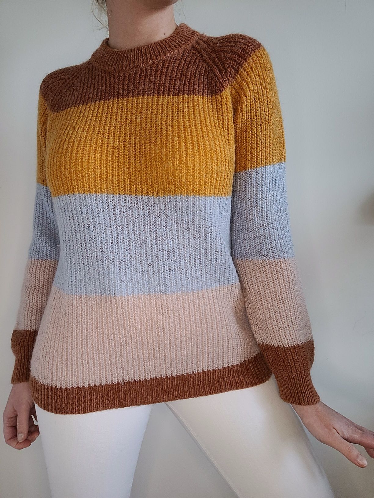 Kolorowy moherowy sweter w pasy oversize premium Rue de Femme