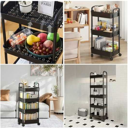 ЕТАЖЕРКА МОБІЛЬНА П'ЯТИЯРУСНА пластикова,чорна41*25*127СМ,універсальна