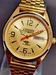 21 Joias Citizen Vintage Ouro Pt Automático Relógio De Pulso Masculino