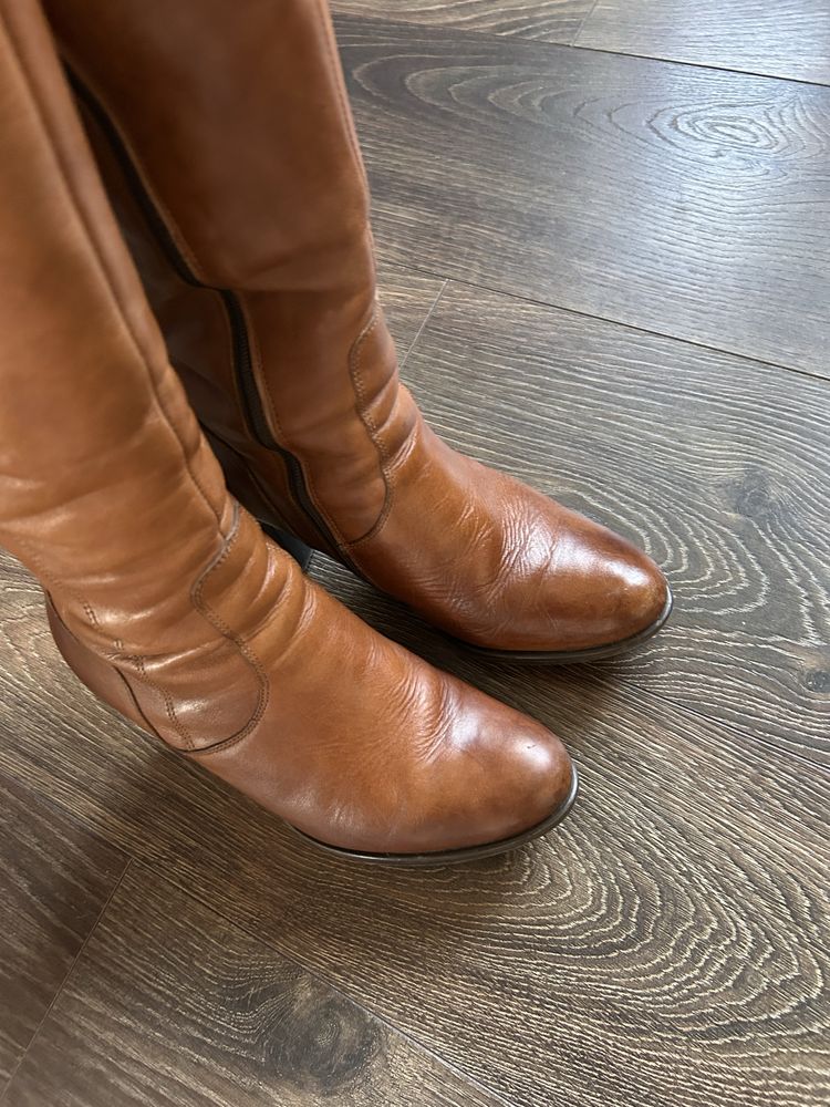 Brązowe wysokie kozaki Gina Piacci r. 39 skóra naturalna kolor rudy