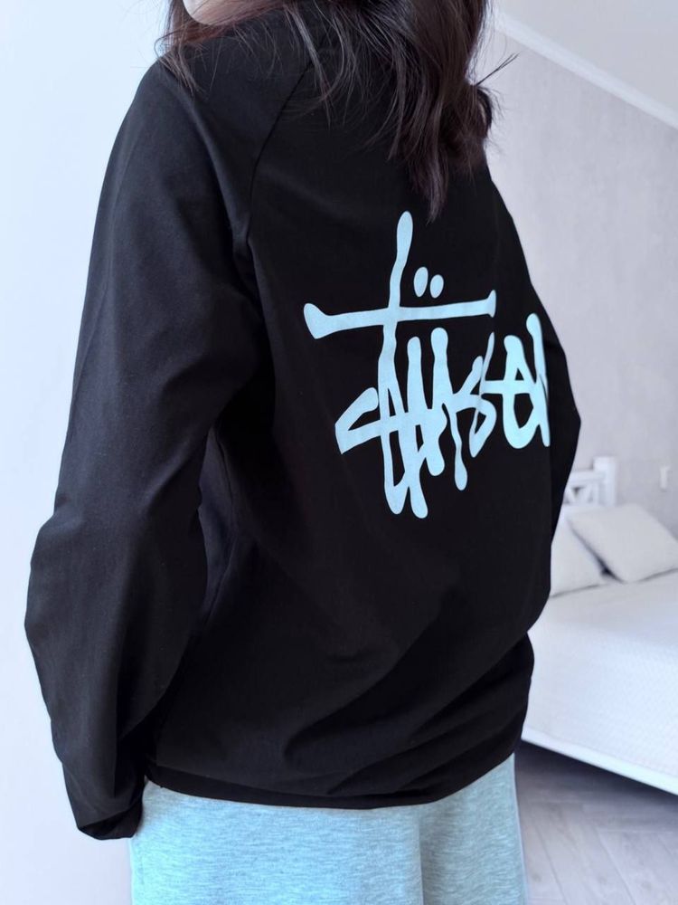 Жіноча кофта лонгслів Stussy біла чорна 42-46 S-M Турецький кулір