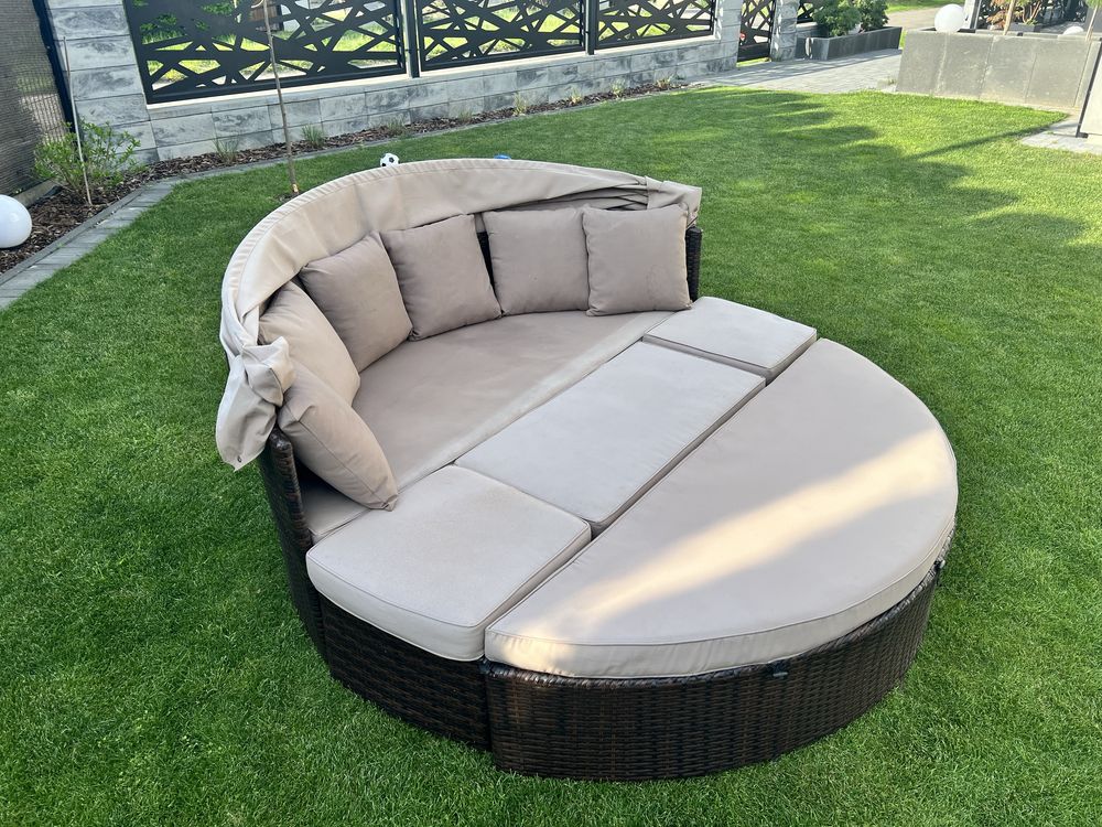 Merxx Riva wyspa relaksacyjna, Ø 180 cm, brązowa plecionka rattan