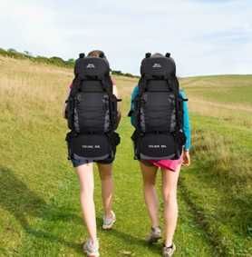 Рюкзак хороший туристический походный текстиль 90 л, Черный большой