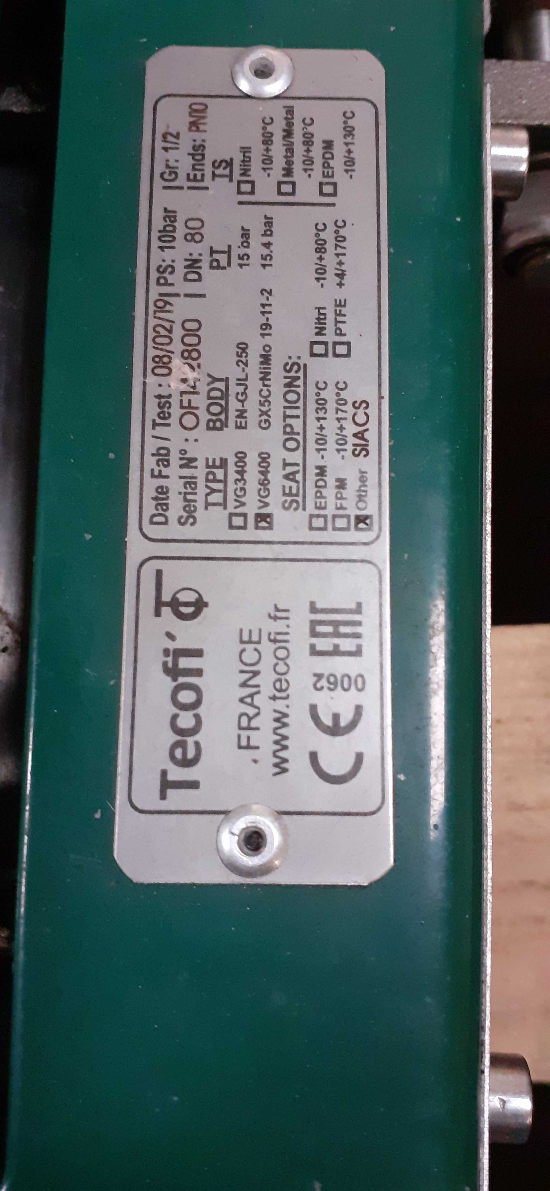 Zasuwa pneumatyczna nożowa Tecofi DN 80  kwasówka.