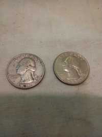 Монеты 1/4 доллара Liberty Guarter Dollar 1987 и 1990 года