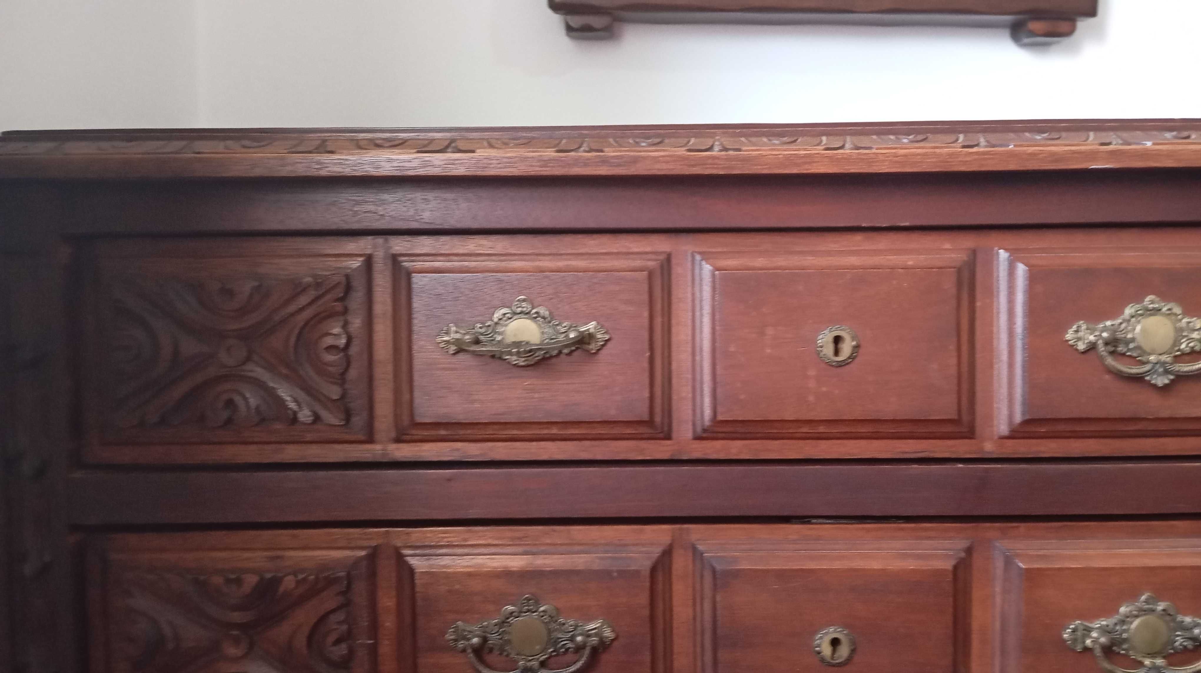 Conjunto de 2 mesas de cabeceira rústicas e 1 cómoda
