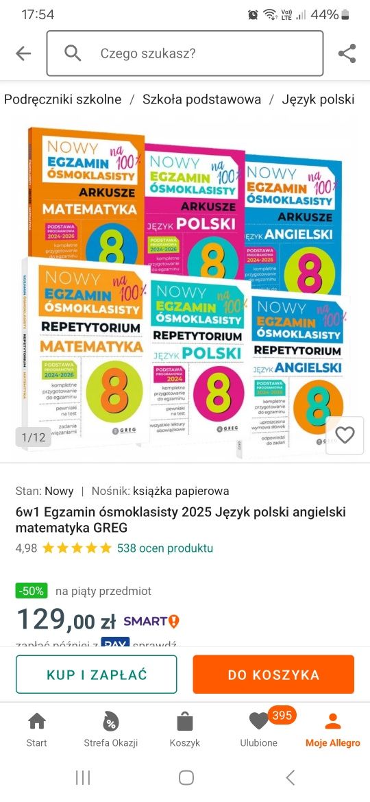 Egzamin ósmoklasity repetytorium polski angielski matematyka GREG