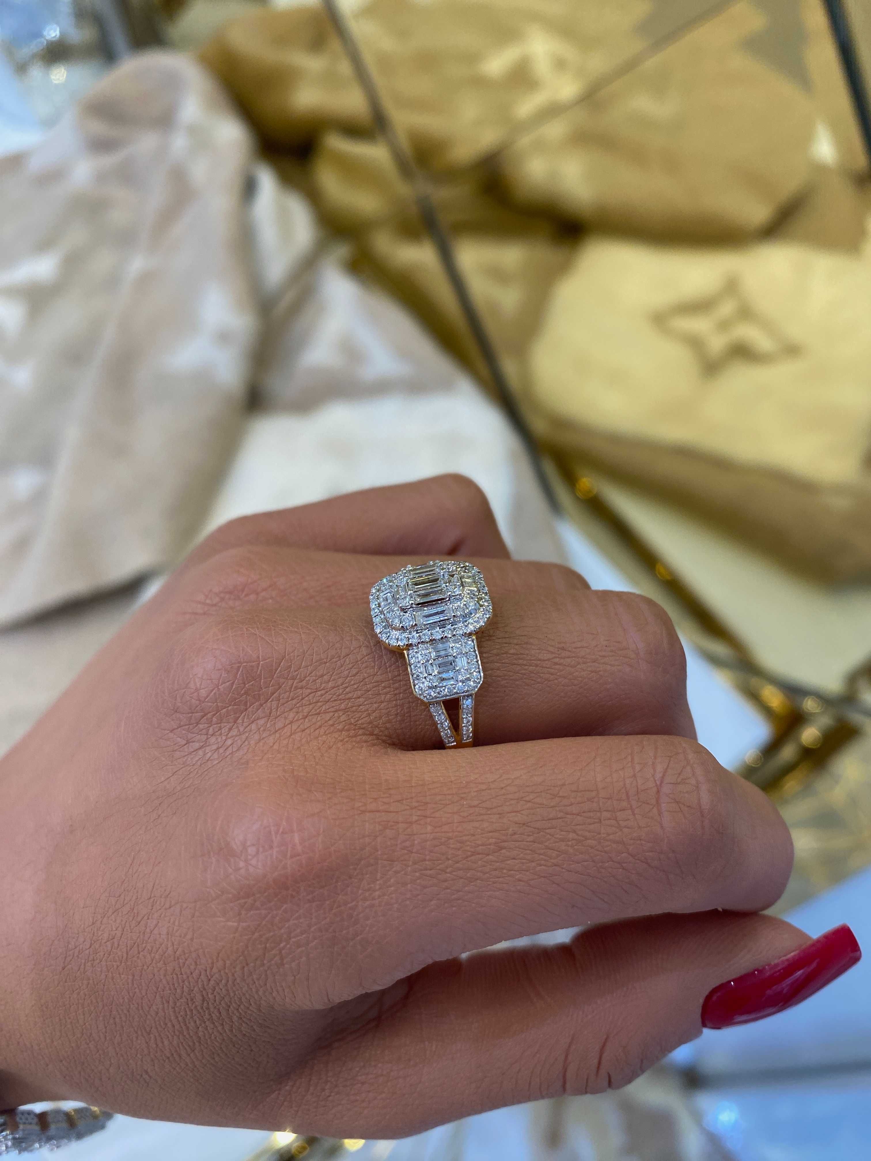 Pierścionek z diamentami naturalnymi 1.40 ct Infinity bagiety