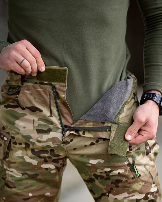 Мультикам утеплені флісом чоловічі зимові тактичні штани INVADER