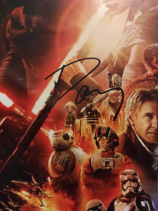 Print Star Wars autografado por Harrison Ford, Daisy Ridley e Boyega