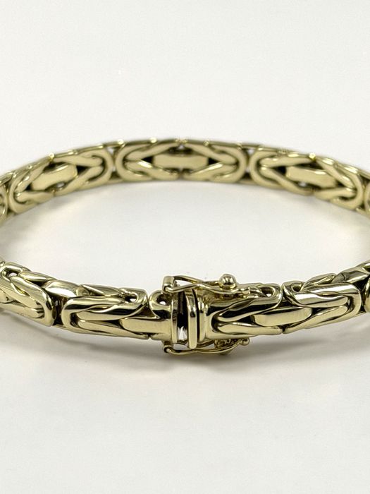 Złota bransoletka splot królewski