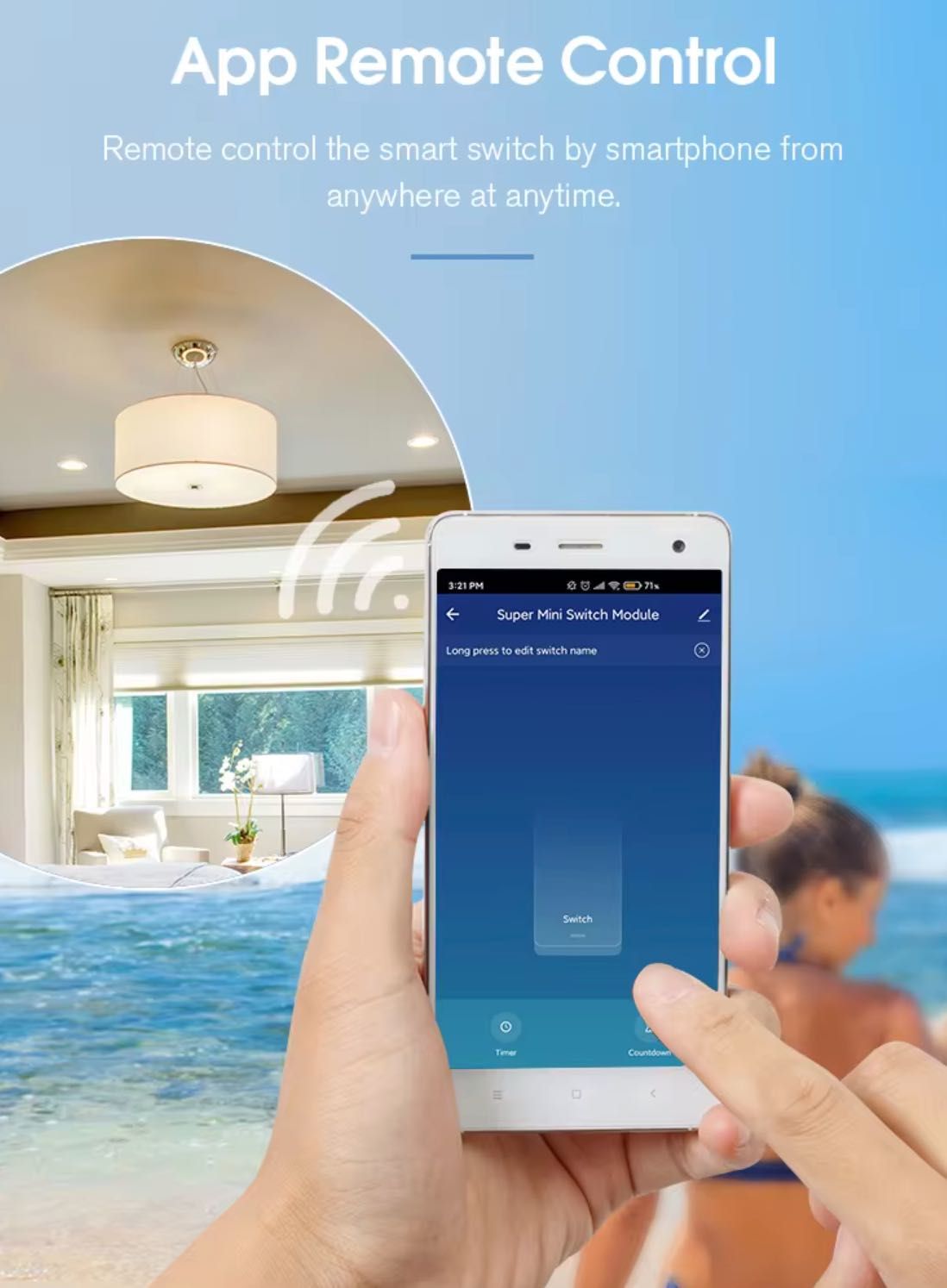 Módulo Interruptor Inteligente * Tuya Smart Life * 10A * 100-240V