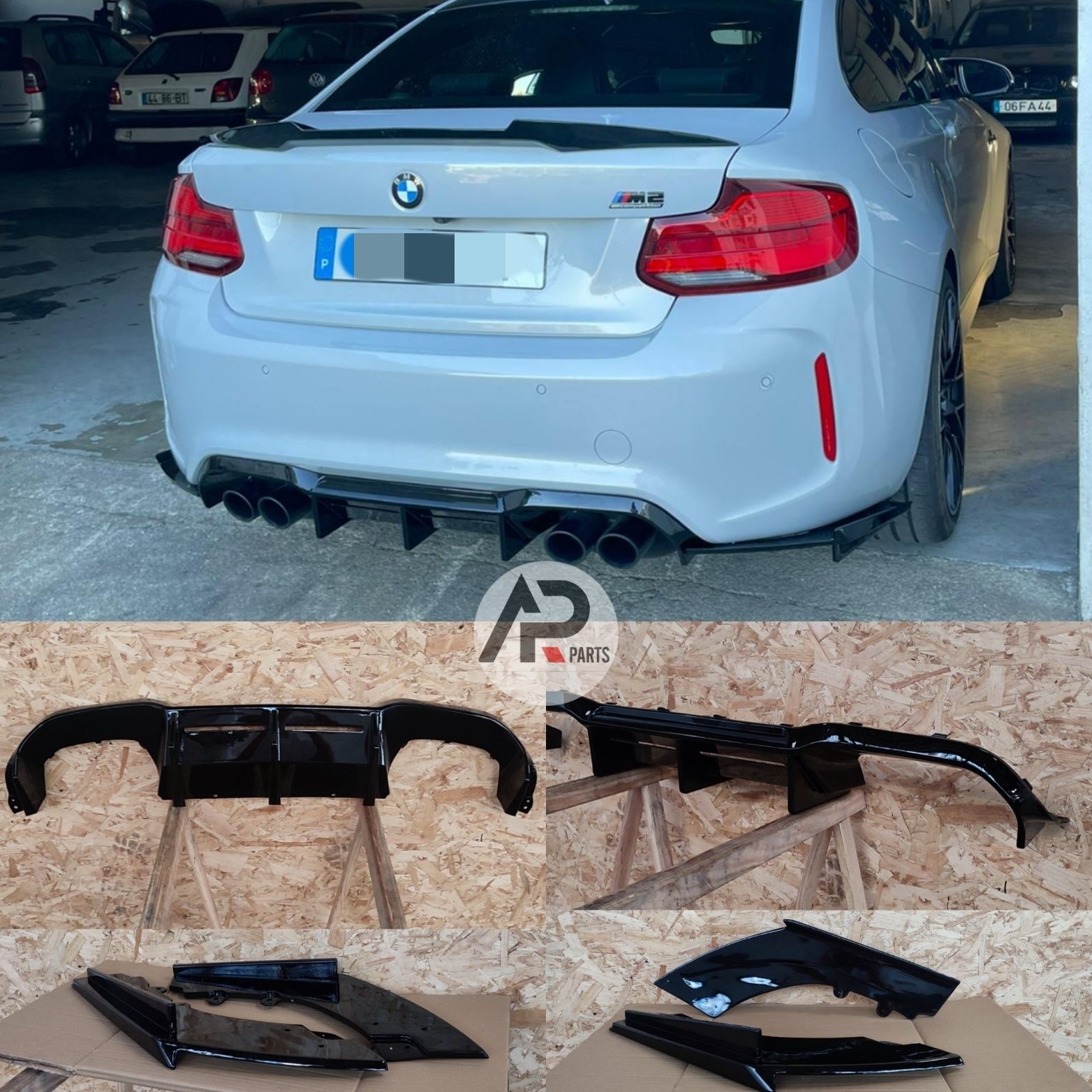 BMW F87 M2 LCI Competition Difusor Laminas Mperformance Preto brilhant