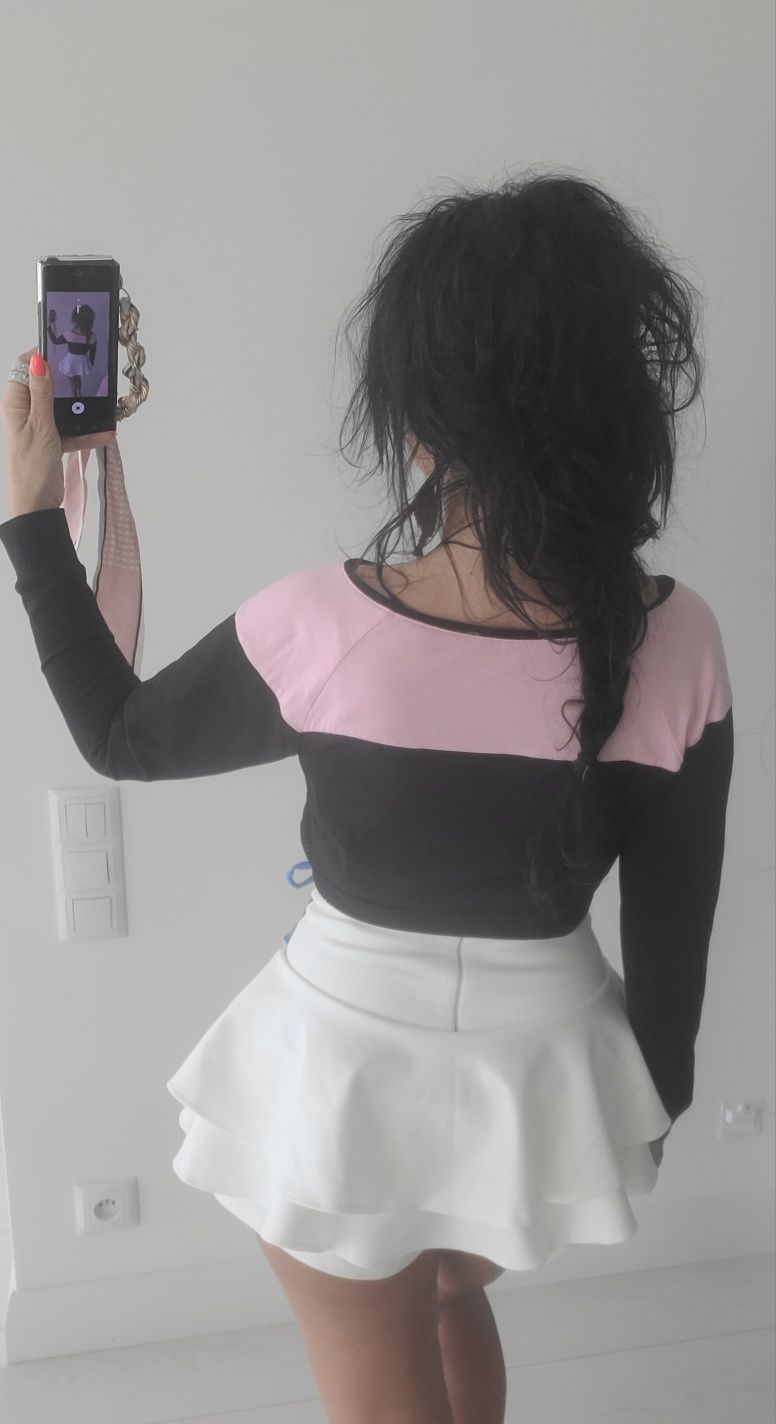 Bluza krótka neonowy napis Pink