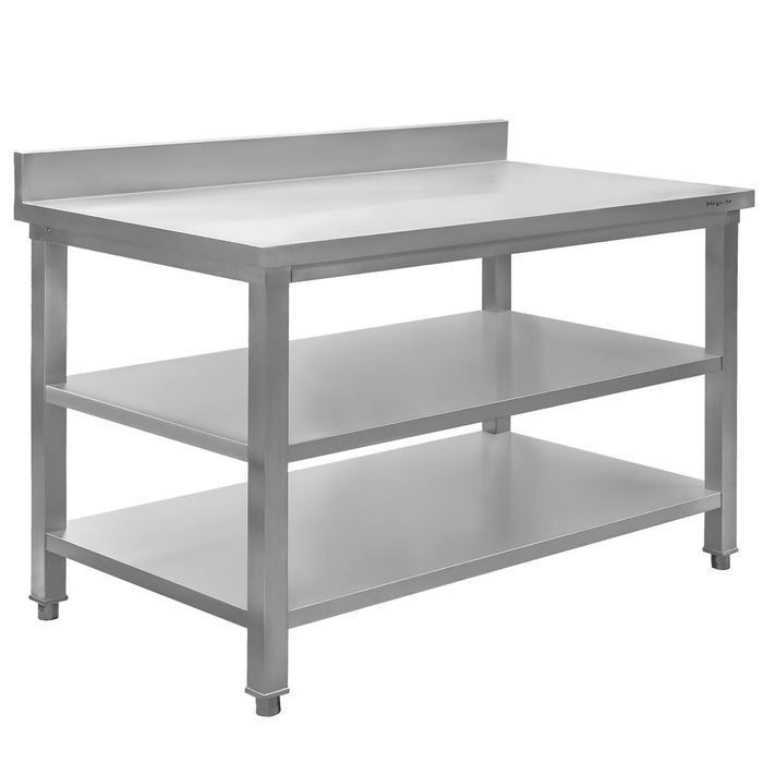 Stół gastronomiczny z rantem i 2 półkami Mega-M 120x70x85(H) - NOWY