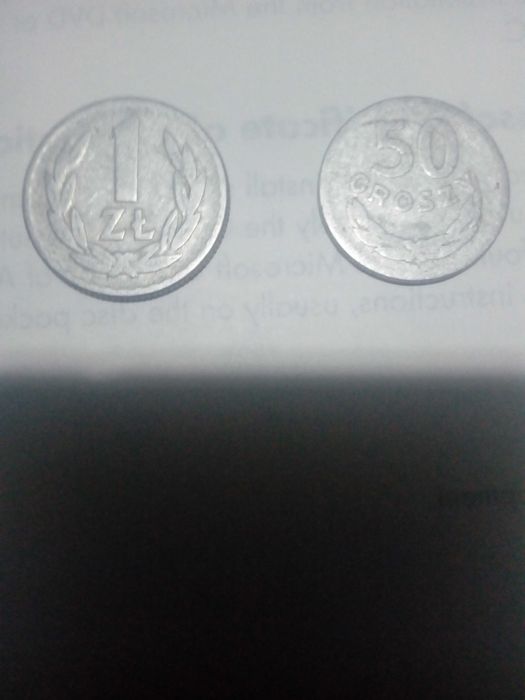 Dwie monety 1 ZŁ z 1965 roku i 50 GR z 1949 roku