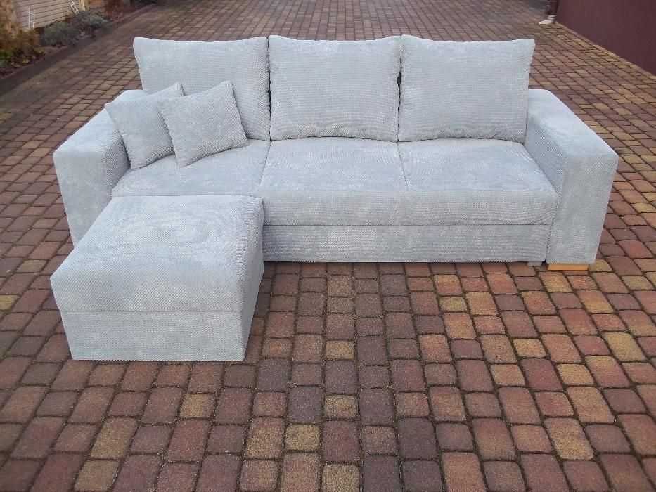 Sofa/narożnik z dostawianą pufą//szeroka pow spania na sprężynach