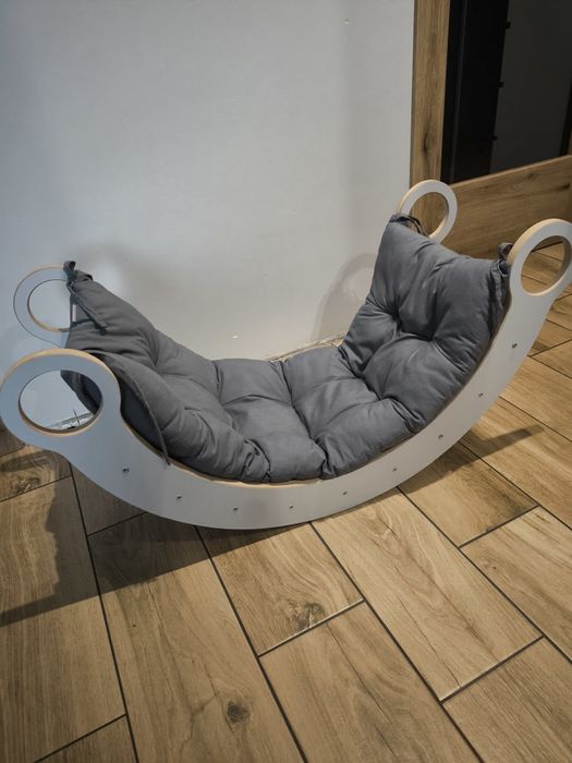BABY WOOD Bujak drewniany + zjeżdżalnia - drabinka M + poduszka