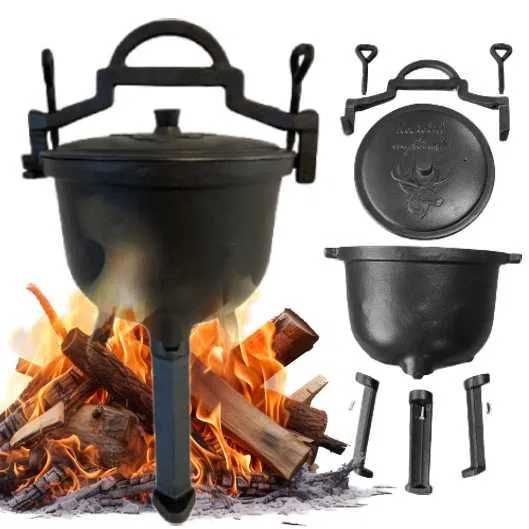 Kociołek garczek myśliwski żeliwny na ognisko 5 Litrów pieczonki