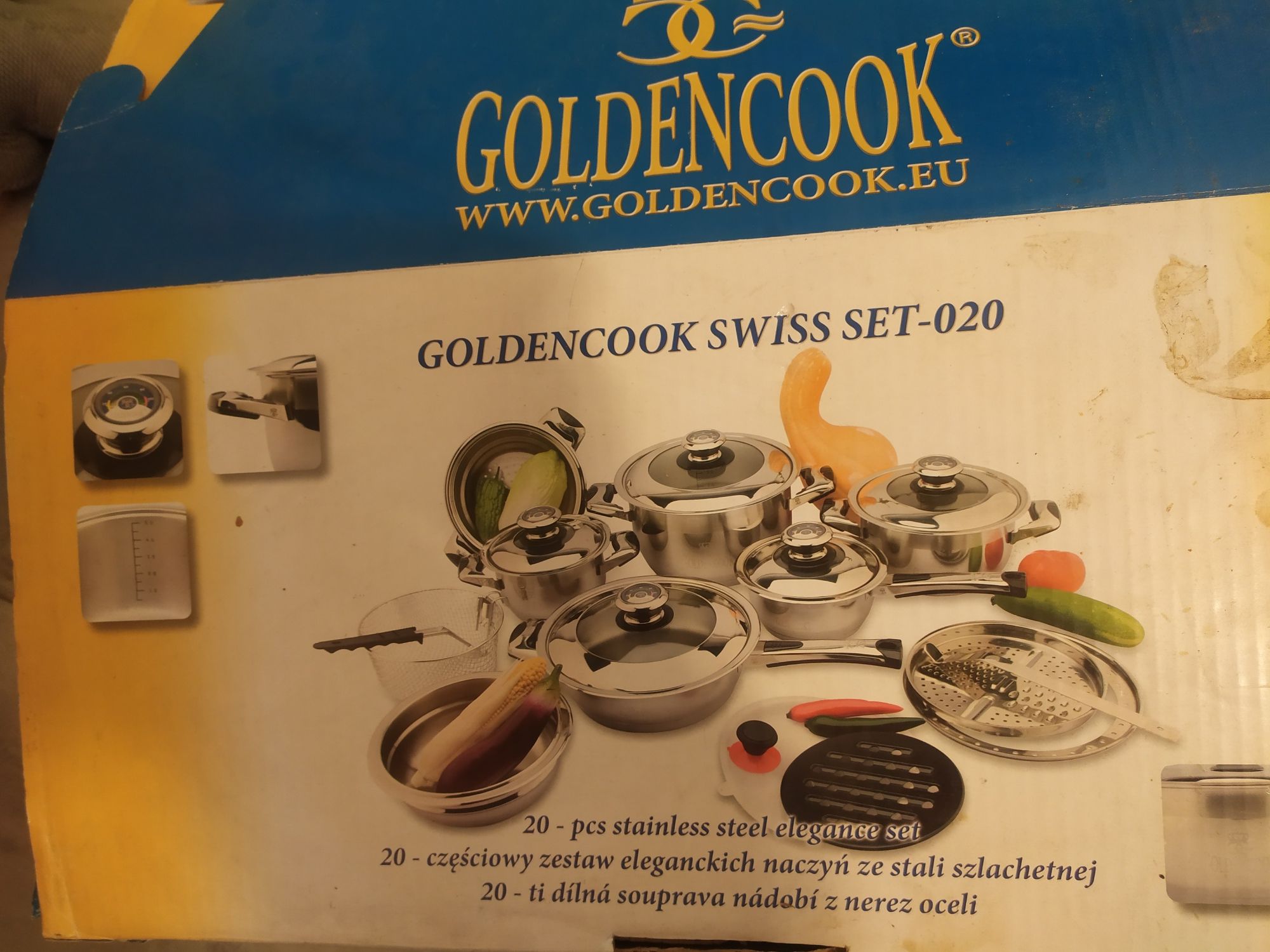 Komplet garnków ze stali szlachetnej GOLDEN COOK model SWISS SET-020