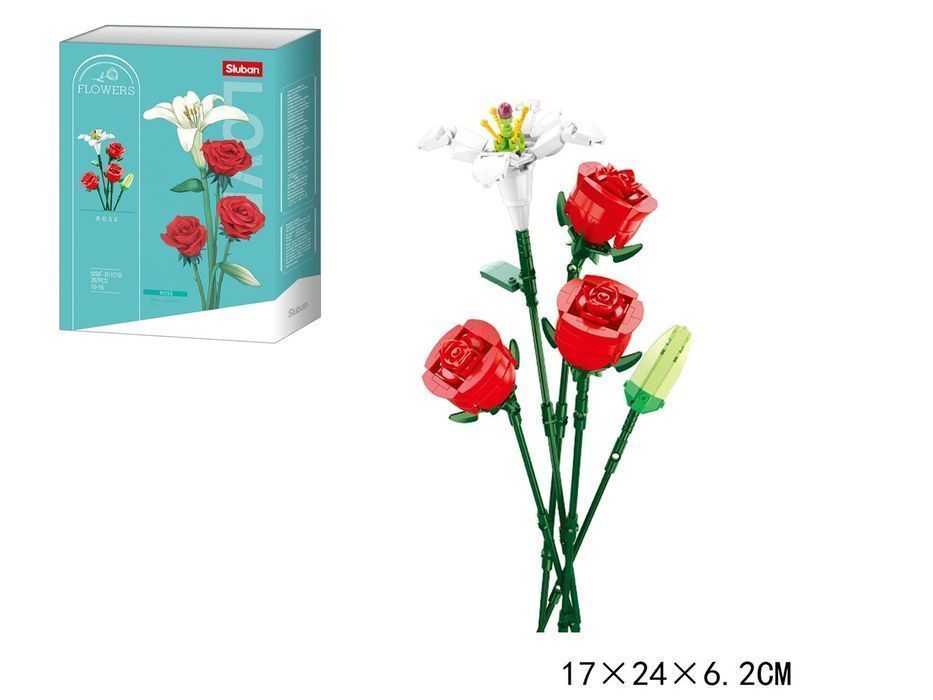 Klocki Sluban Kwiatki Róże Lilia Kwiaty Flowers 267 El.