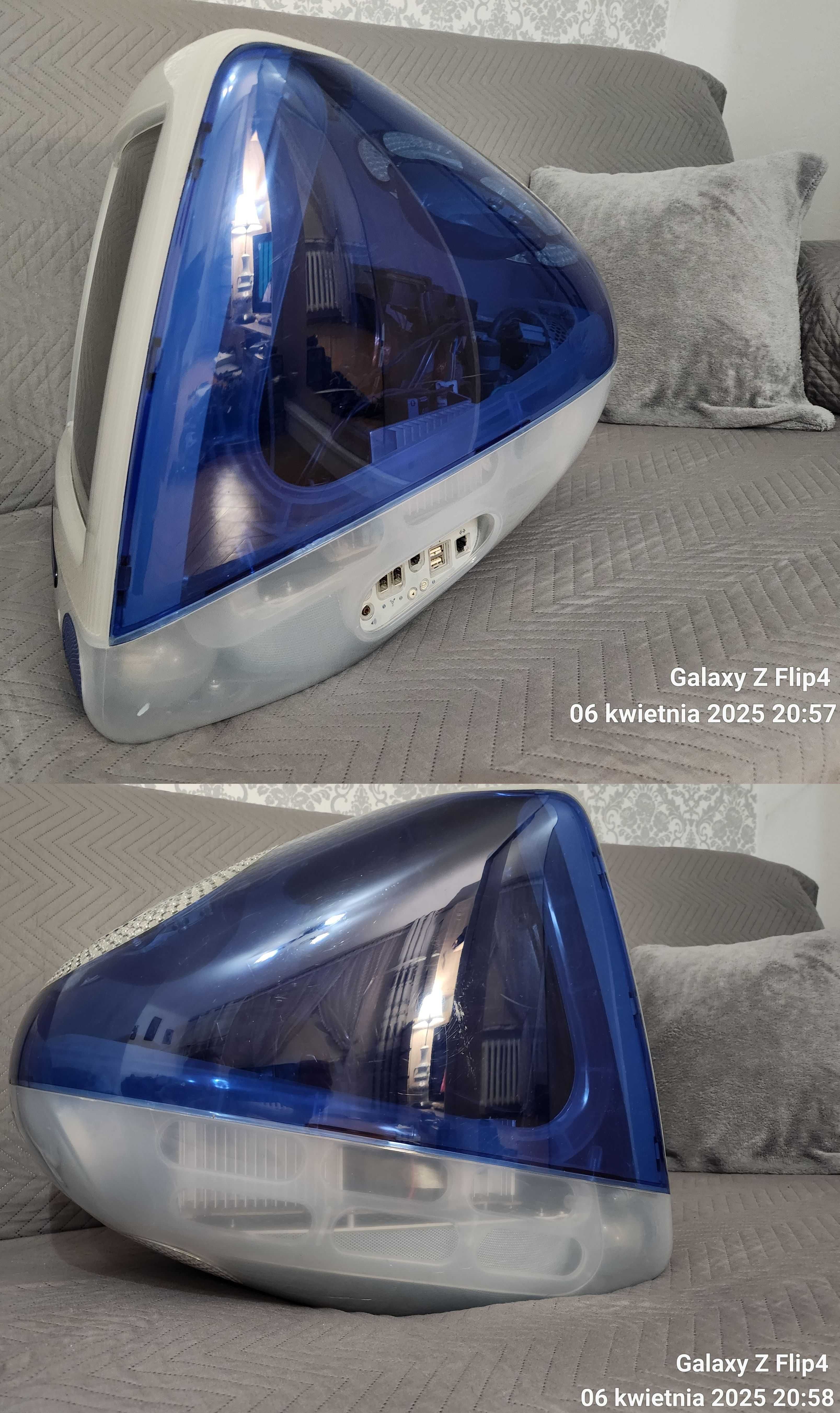 Stary retro komputer Apple iMac G3 Indigo Blue Mac Os 10 Power Pc