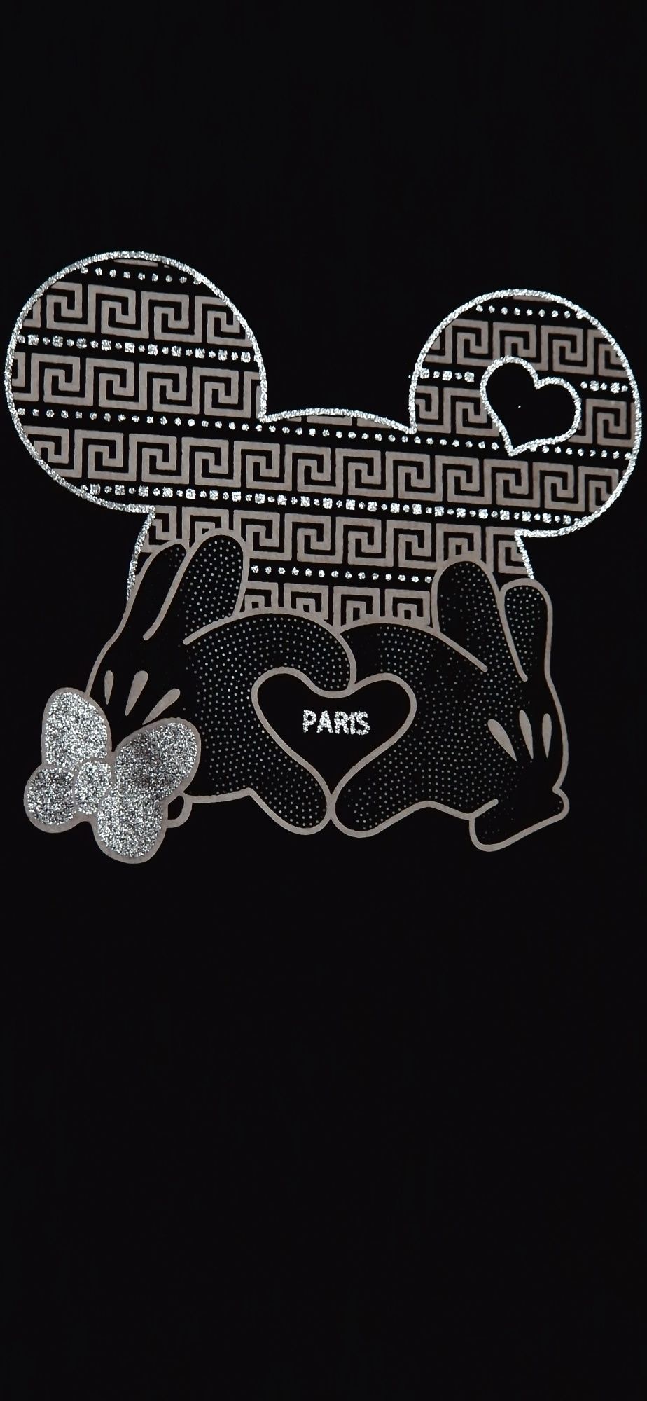 Bawełniana elastyczna bluzka myszka Miki cyrkonie dżety L/XL czarna
