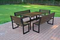komplet ogrodowy piknikowy tarasowy meble ławka stół zestaw stalowy