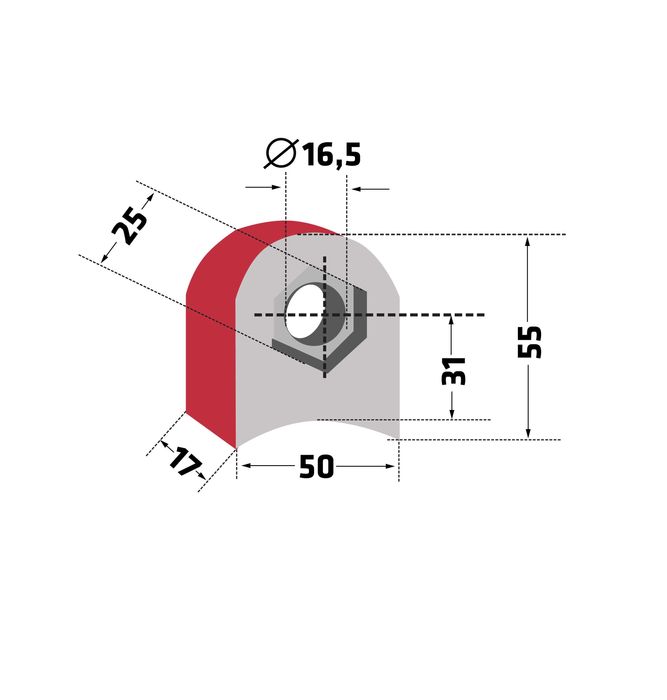 Uchwyt bijaka ucho do przyspawania na rotor kosiarki bijakowej fi16