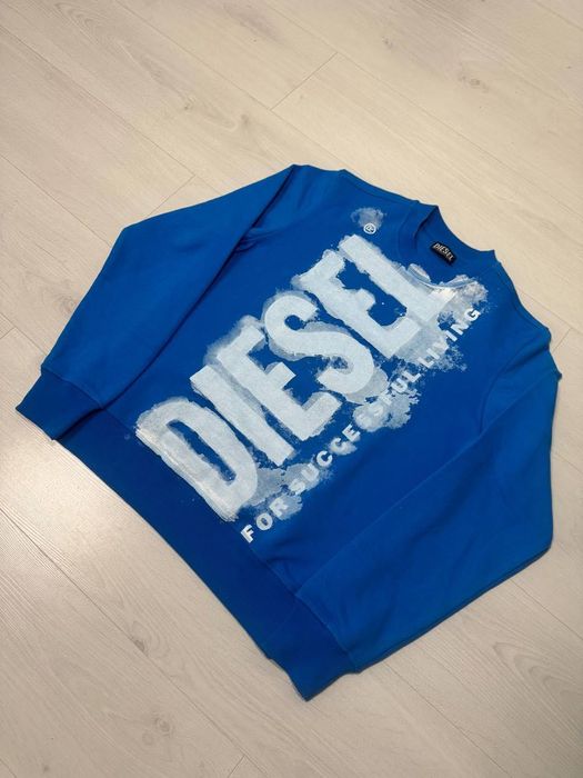 Diesel Blue Sweatshirt With Watercolour Effect Logo