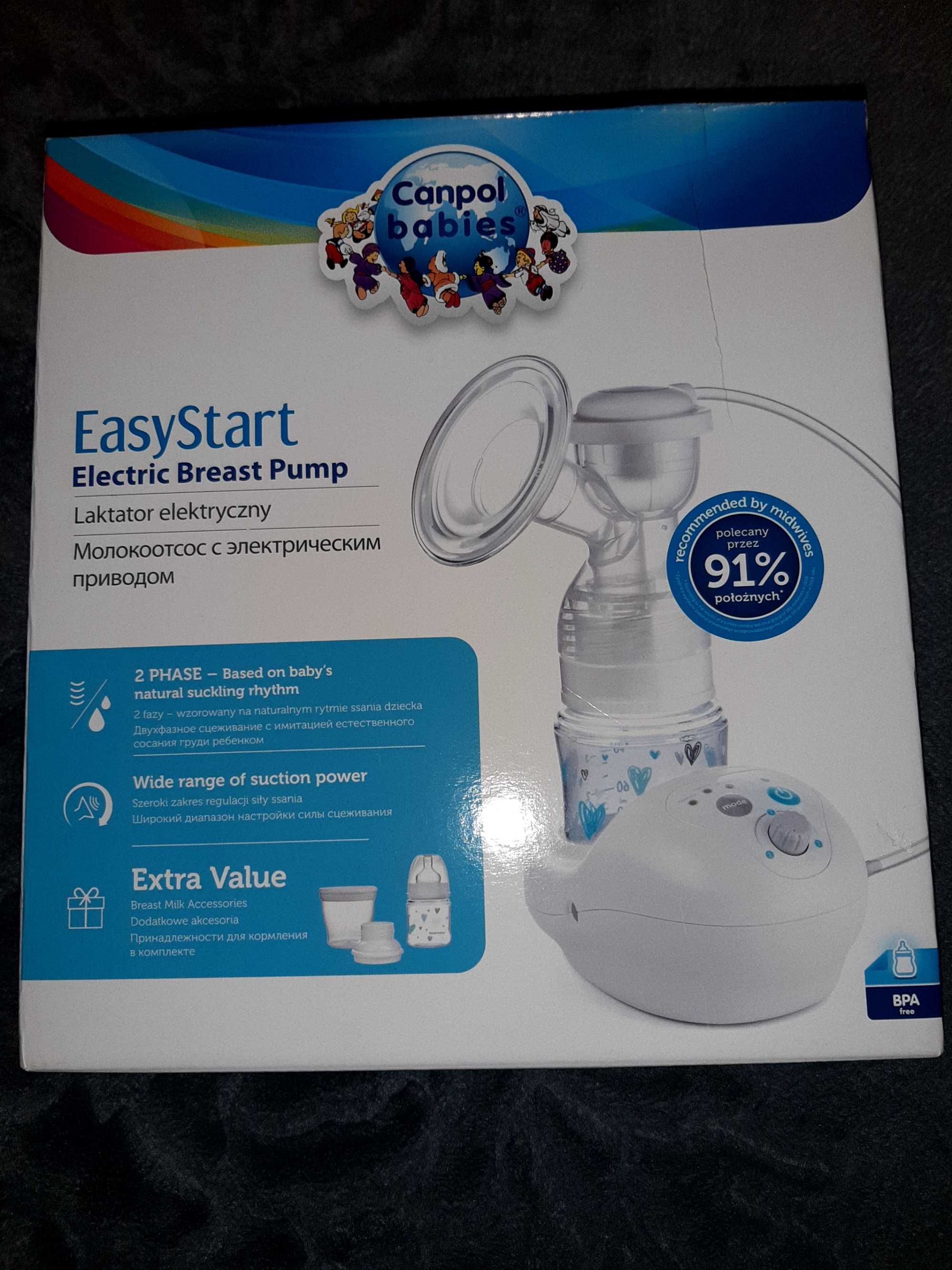 Laktator elektryczny Canpol Babies Easy Start. GRATIS 8 pojemników.