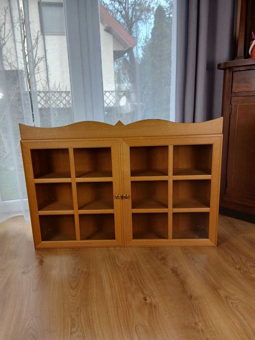 Dębowa szafka z koroną wisząca komoda regał półki Lodowe szyby Szwecja