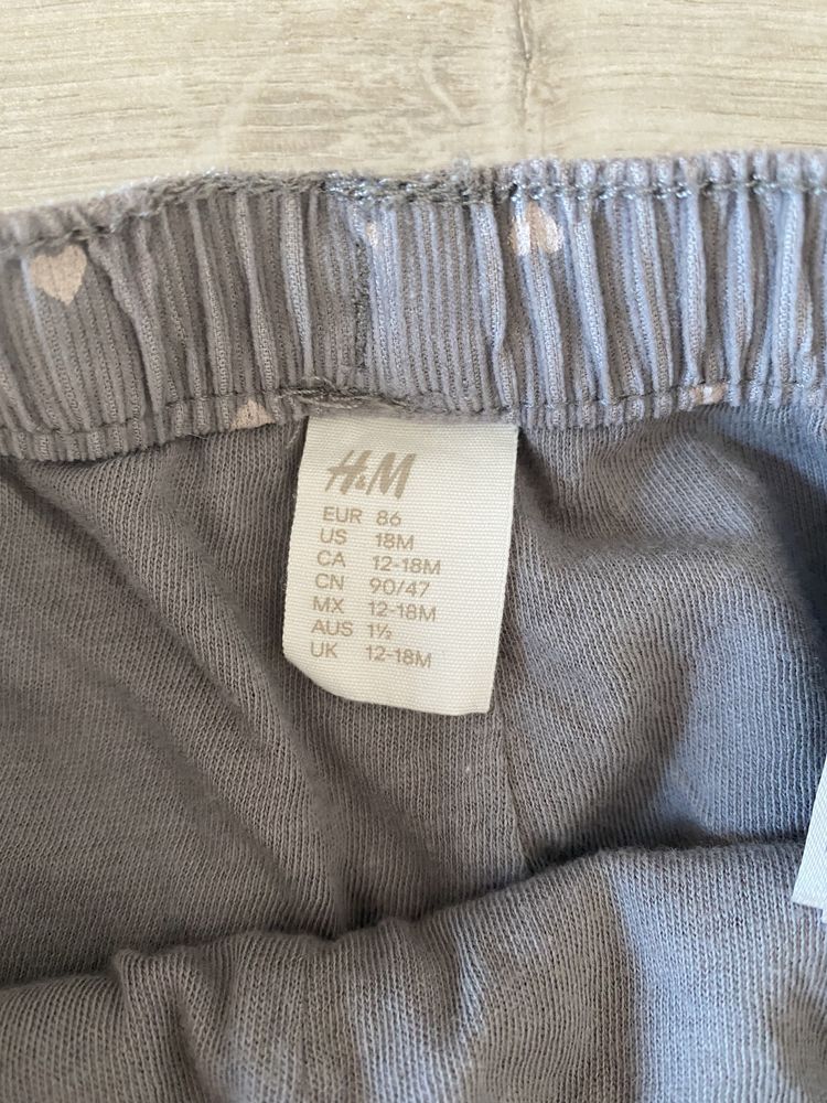 Spodnie szare sztruks kropki H&M 86 cm 12-18 miesięcy