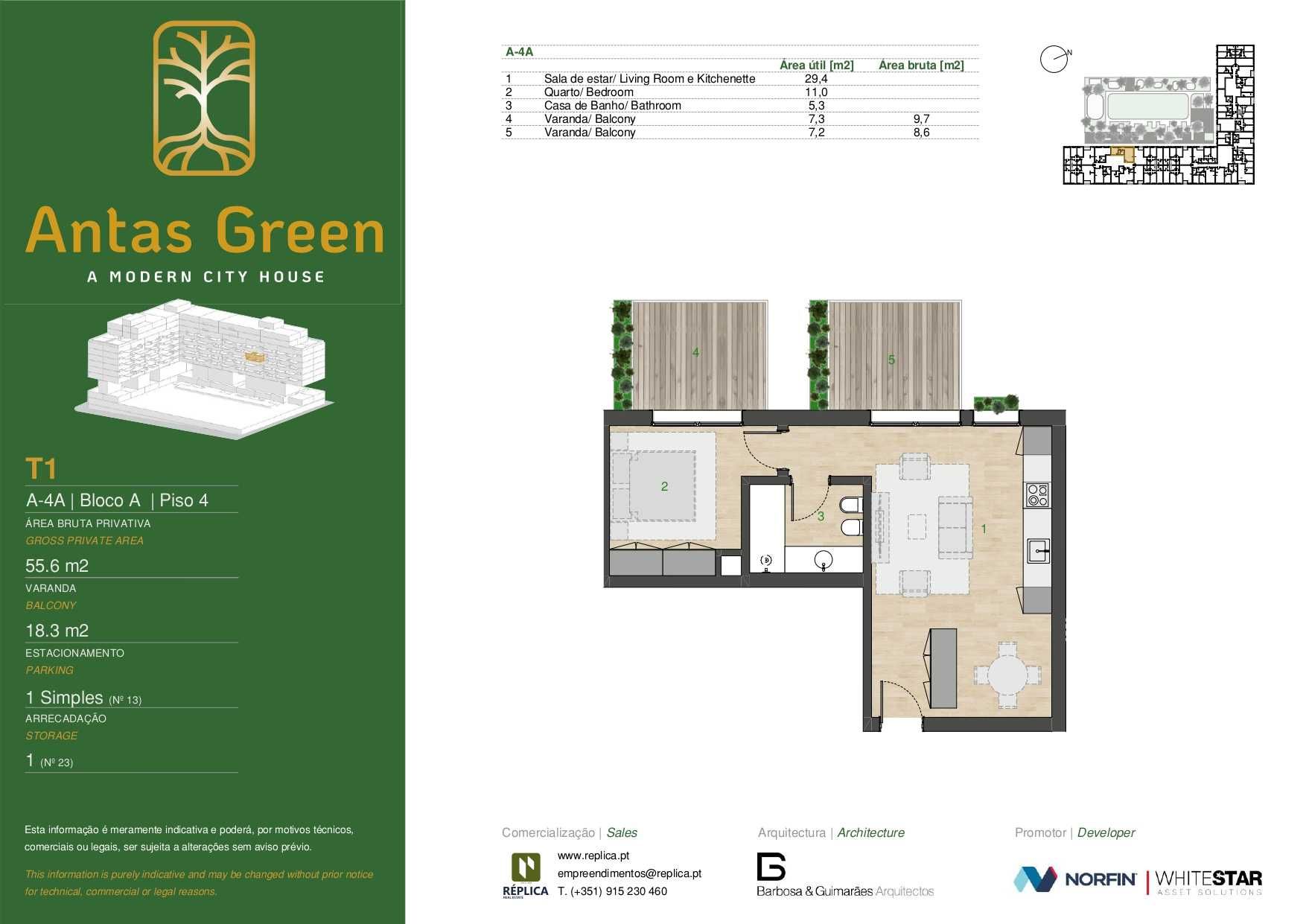 Apartamento T1 com duas varandas (Zona Dragão)