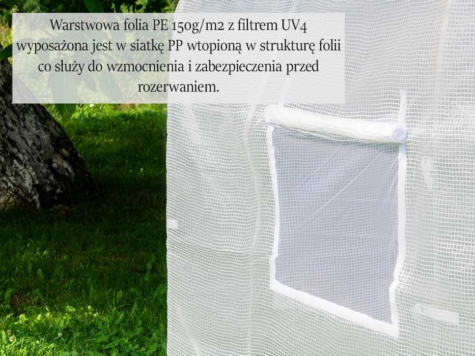 FOLIA ZAMIENNA na tunel ogrodowy 4,5x2m zbrojona zapas namiot foliak