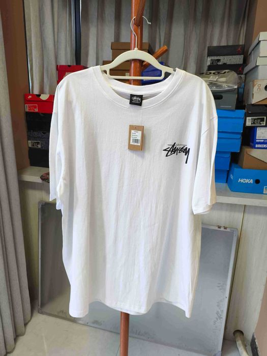 Stussy Męska Biała Koszulka z Nadrukiem Rozmiar XL