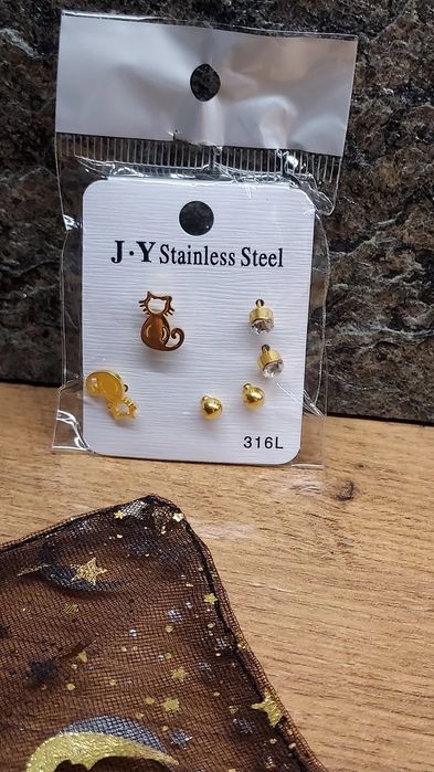 Zestaw 3 par kolczyków kotki i Kuleczki