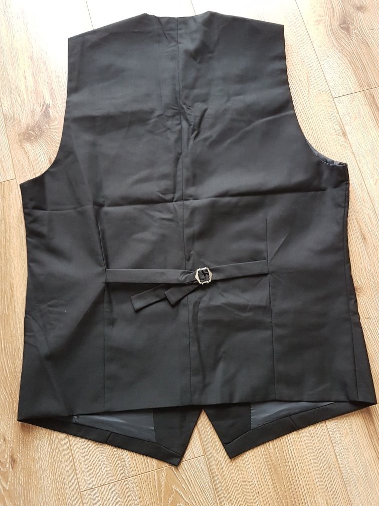 XL Kamizelka męska czarna elegancka garniturowa