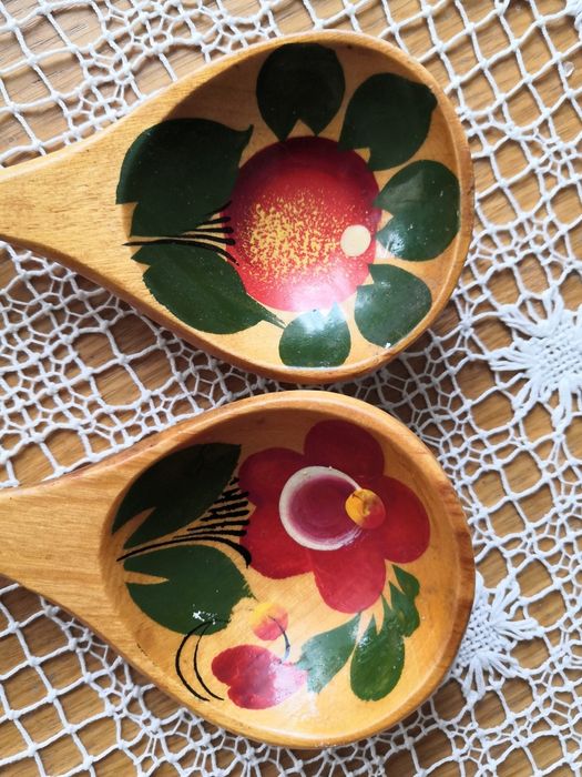 Dwie drewniane łyżki rosyjskie hand made