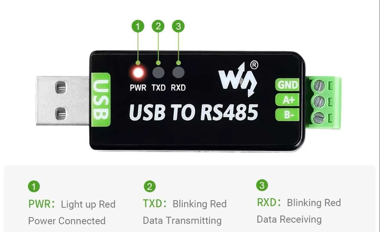 Промисловий (індустріальний) конвертер USB - RS485 FT232 від Waveshare