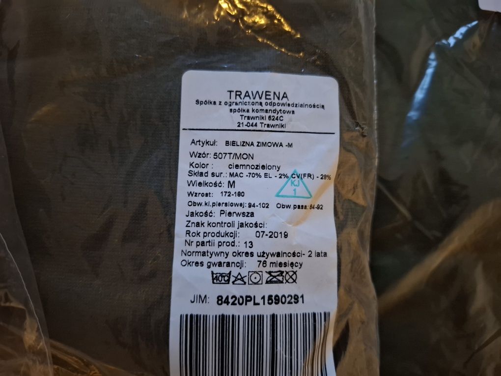 Bielizna Termoaktywna wojskowa Komplet 505, 507, 518 MON