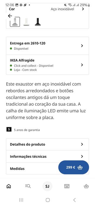 Exaustor de parede aço inoxidável  Otimo estad