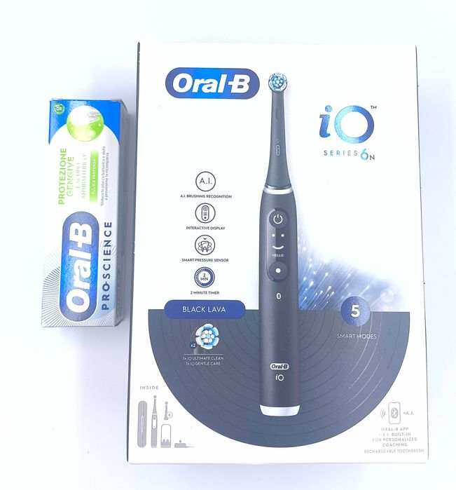Elektryczna szczoteczka do zębów Oral-b iO6n czarna + pasta + końcówki