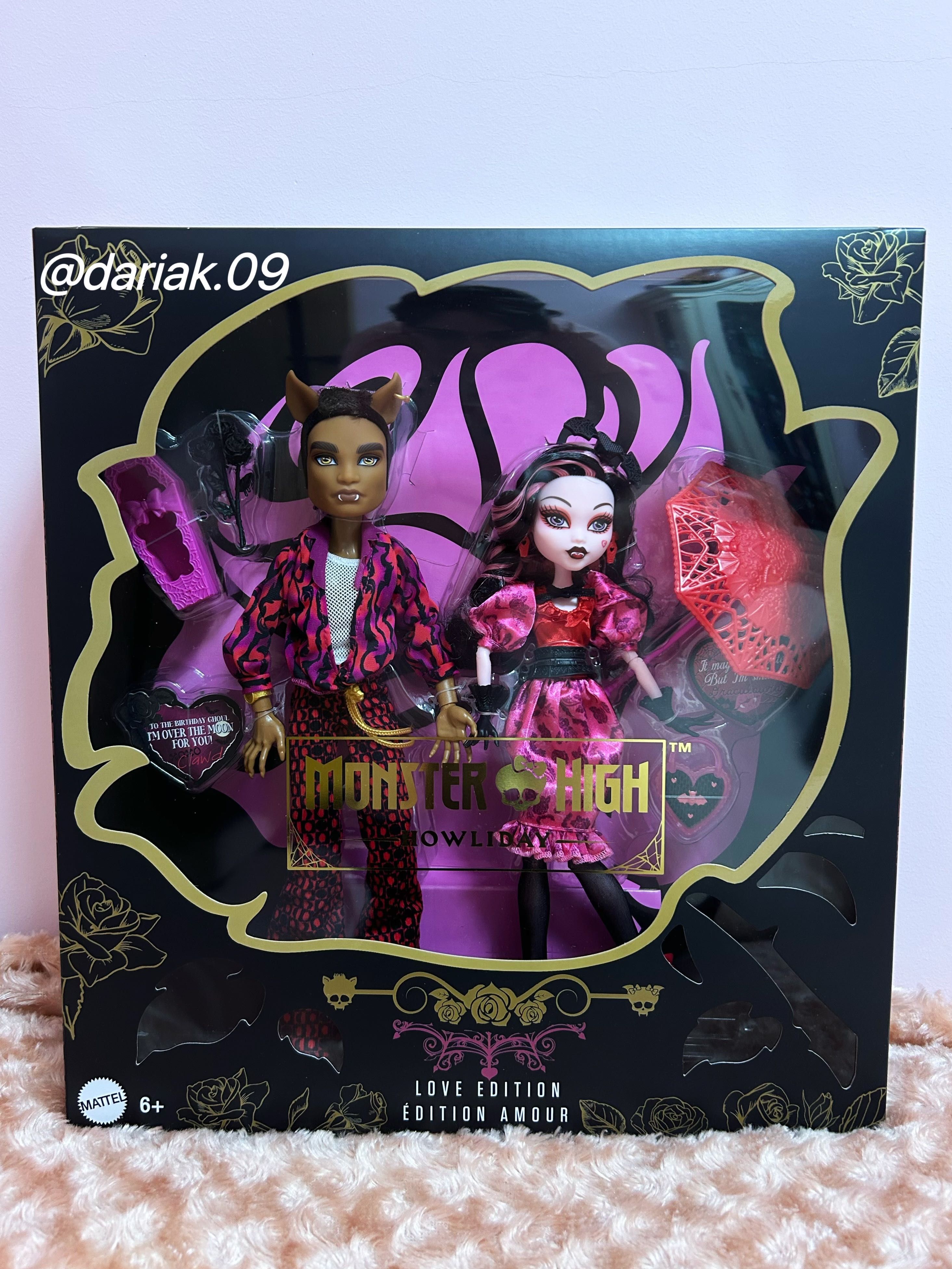 Draculaura and Clawd Wolf Howliday Monster High Love 2-Pack Lalki